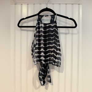 Caren Forbes Chic Black and White Tie-Dye Tank Top